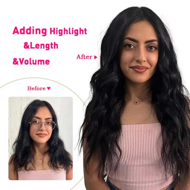 Body Wave Clip in Hair Extensions Real Human Hair Clip ins 100% Brazilian Hair Seamless Clip in Hair  For Women 120 Gram