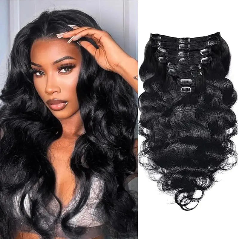 Body Wave Clip in Hair Extensions Real Human Hair Clip ins 100% Brazilian Hair Seamless Clip in Hair  For Women 120 Gram