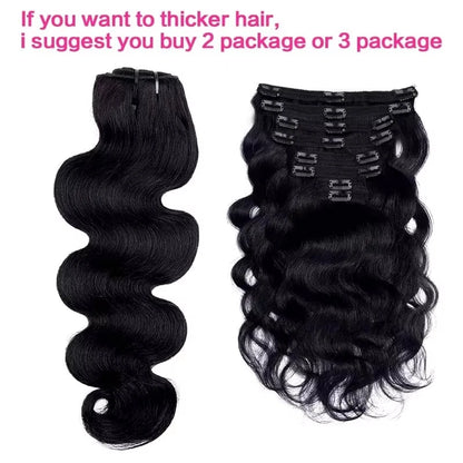 Body Wave Clip in Hair Extensions Real Human Hair Clip ins 100% Brazilian Hair Seamless Clip in Hair  For Women 120 Gram