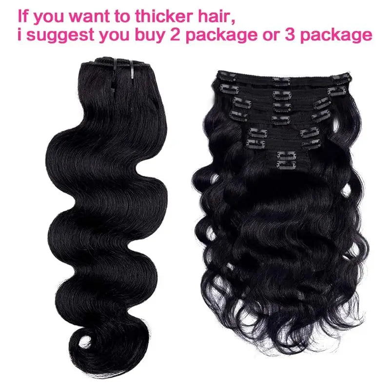 Body Wave Clip in Hair Extensions Real Human Hair Clip ins 100% Brazilian Hair Seamless Clip in Hair  For Women 120 Gram