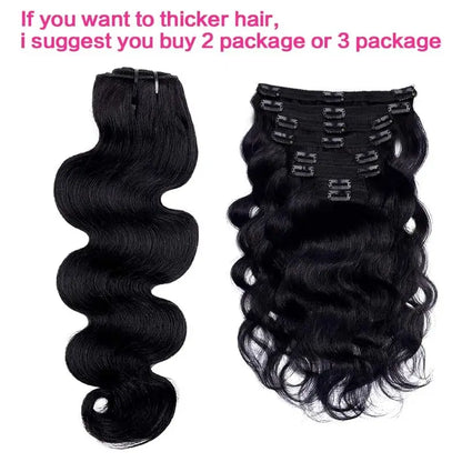 Body Wave Clip in Hair Extensions Real Human Hair Clip ins 100% Brazilian Hair Seamless Clip in Hair  For Women 120 Gram