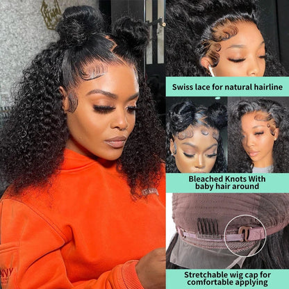Curly Short Bob 220% HD 13X6 Lace Frontal Human Hair Wigs Deep Wave 13X4 Lace Front Wig 5X5 Closure Brazilian Remy Hair Wig