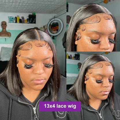 Links Bone Straight Short Bob Wig 250 Density 13x4 13x6 Lace Front Human Hair Wigs Pre Plucked 5X5 Closure Remy Hair Wig