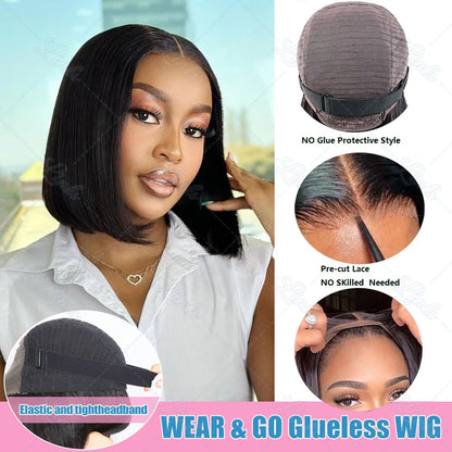 Links Bone Straight Short Bob Wig 250 Density 13x4 13x6 Lace Front Human Hair Wigs Pre Plucked 5X5 Closure Remy Hair Wig