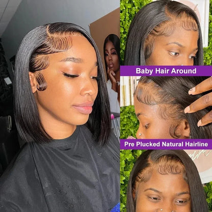 Links Bone Straight Short Bob Wig 250 Density 13x4 13x6 Lace Front Human Hair Wigs Pre Plucked 5X5 Closure Remy Hair Wig