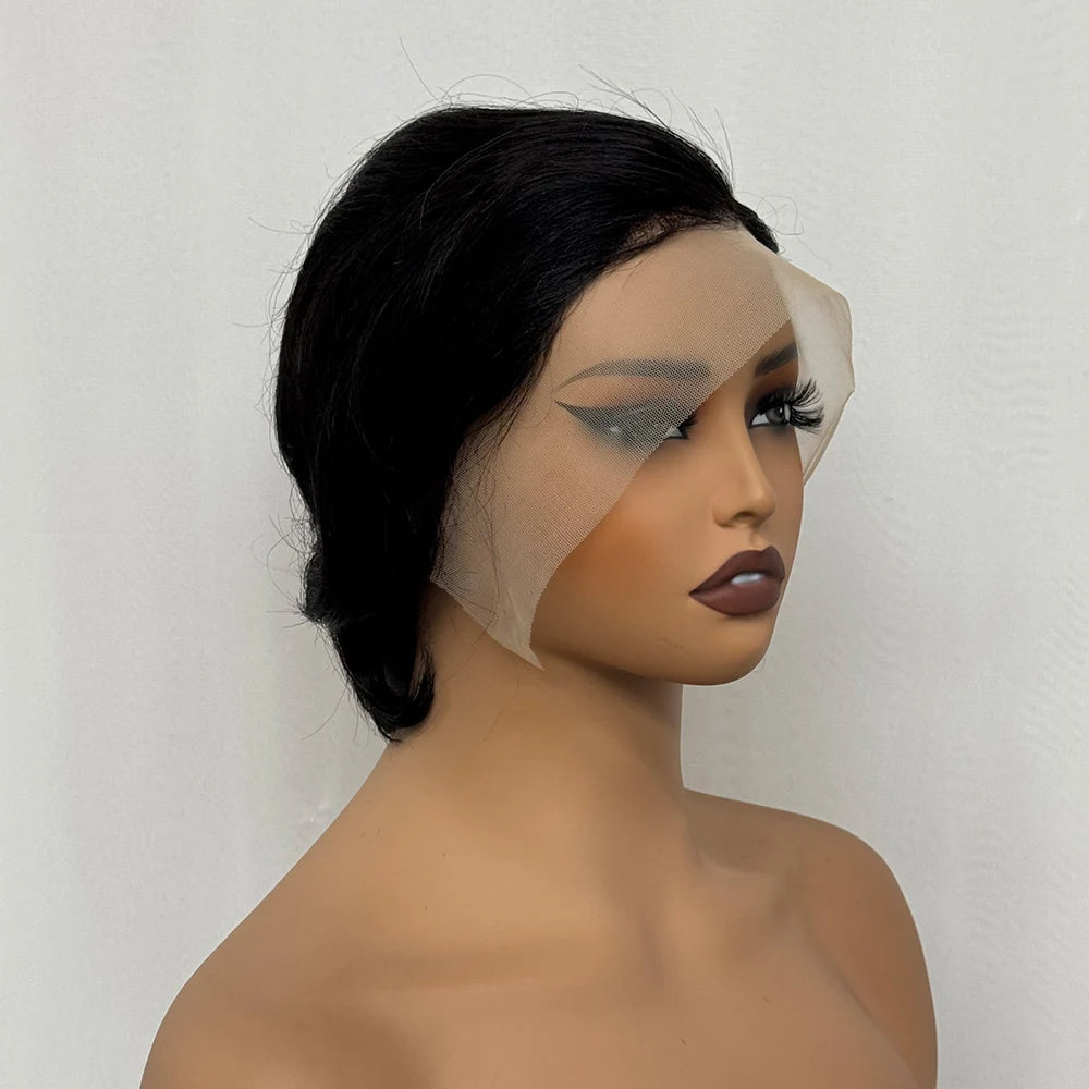 Wholesale 1/2/5 pcs 13x4 Lace Frontal Short Pixie Cut Straight Wavy Human Hair Wigs 180% Density Lace Front Wig for Black Women