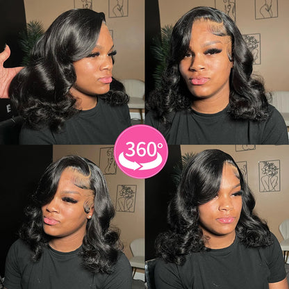 220 Density Body Wave Short Bob 13x4 13x6 Transparent Lace Front Human Hair Wigs 5x5 HD Pre Plucked Lace Frontal Wig For Women