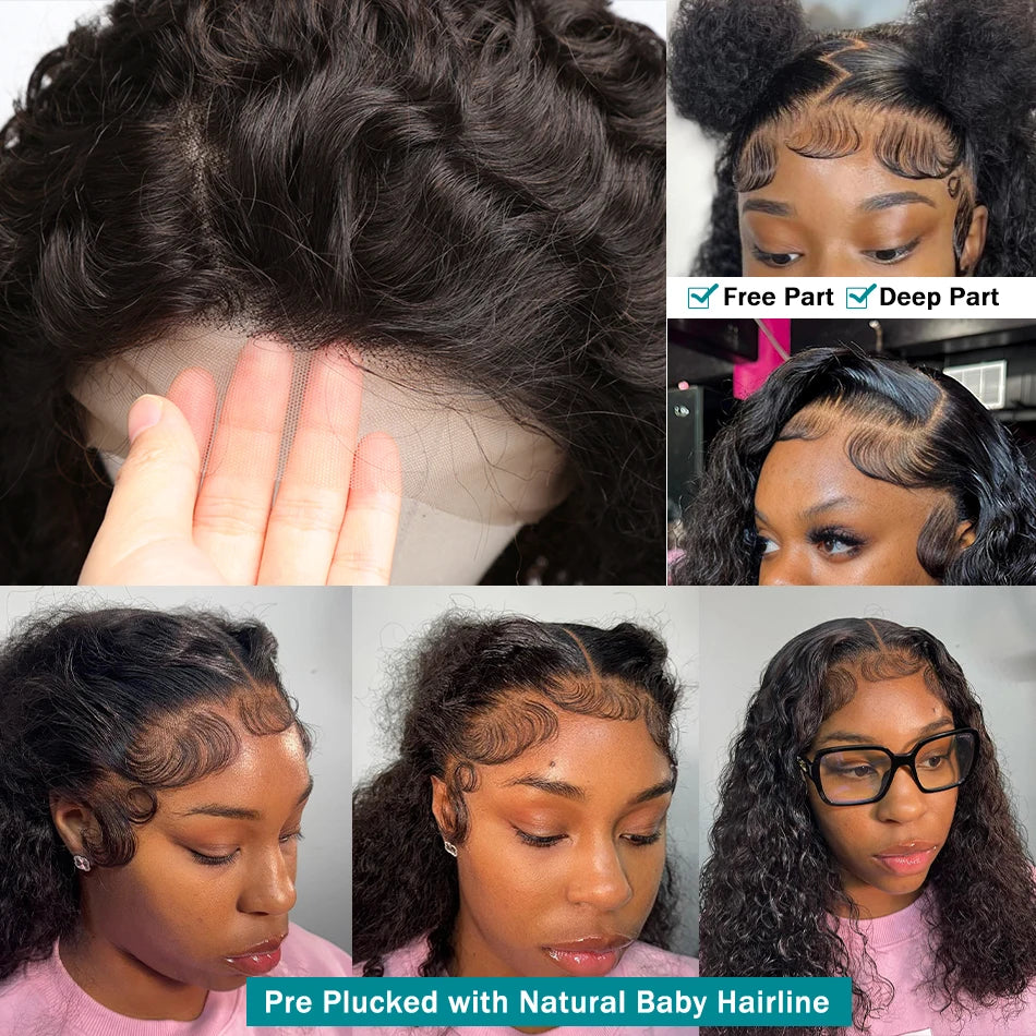Curly Short Bob 220% HD 13X6 Lace Frontal Human Hair Wigs Deep Wave 13X4 Lace Front Wig 5X5 Closure Brazilian Remy Hair Wig