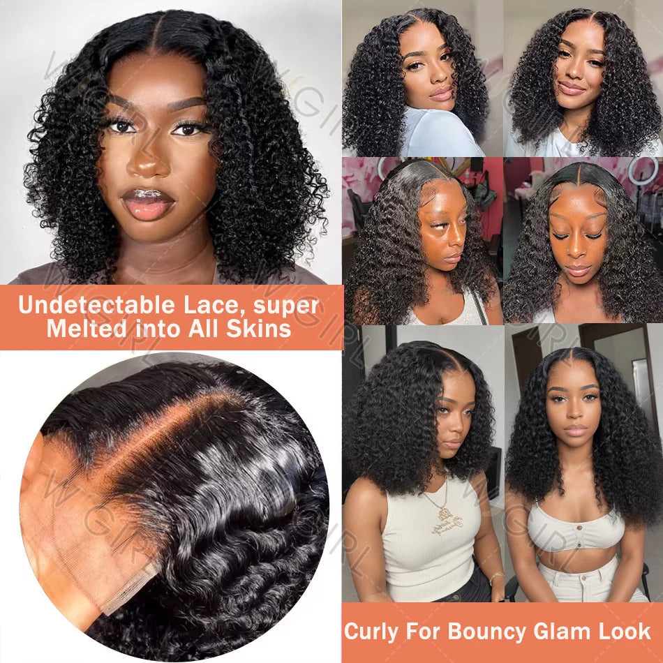 Curly Short Bob 220% HD 13X6 Lace Frontal Human Hair Wigs Deep Wave 13X4 Lace Front Wig 5X5 Closure Brazilian Remy Hair Wig
