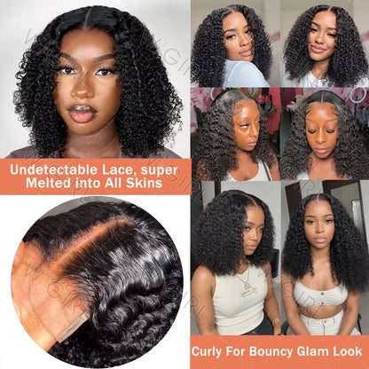 Curly Short Bob 220% HD 13X6 Lace Frontal Human Hair Wigs Deep Wave 13X4 Lace Front Wig 5X5 Closure Brazilian Remy Hair Wig