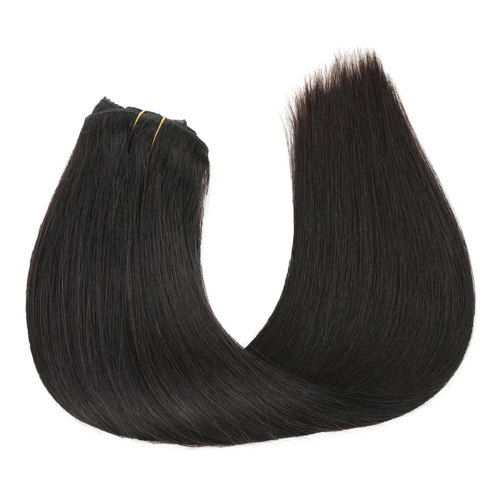 Clip In Hair Extension Human Hair Straight Brazilian Human Hair Clip In Extensions Full Head Seamless Natural Black 1B For Women