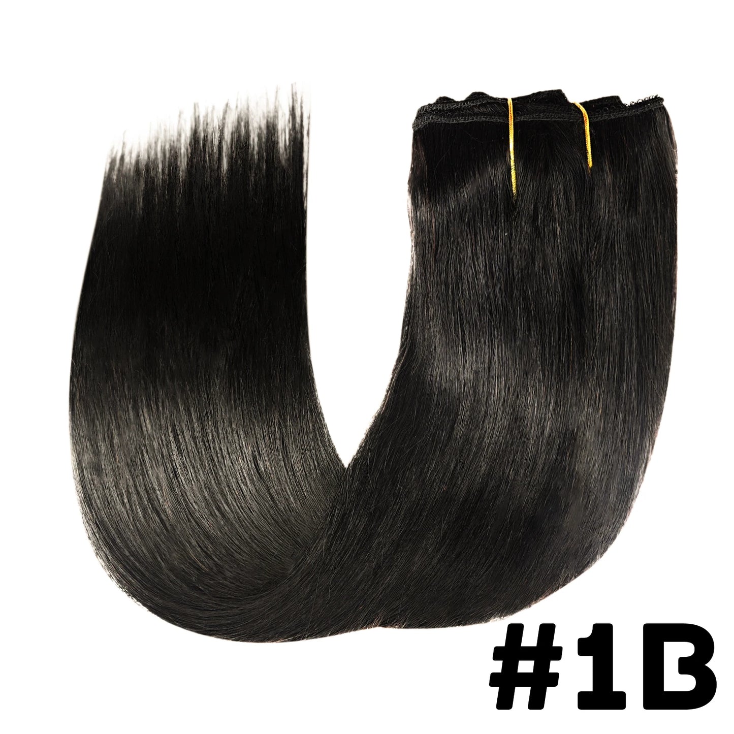 Clip In Hair Extension Human Hair Straight Brazilian Human Hair Clip In Extensions Full Head Seamless Natural Black 1B For Women