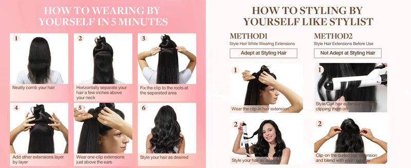 Body Wave Clip in Hair Extensions Real Human Hair Clip ins 100% Brazilian Hair Seamless Clip in Hair  For Women 120 Gram