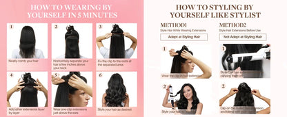 Body Wave Clip in Hair Extensions Real Human Hair Clip ins 100% Brazilian Hair Seamless Clip in Hair  For Women 120 Gram