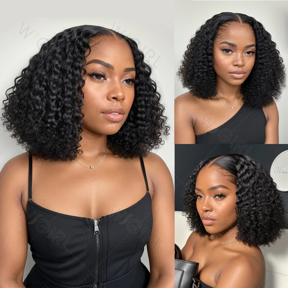 Curly Short Bob 220% HD 13X6 Lace Frontal Human Hair Wigs Deep Wave 13X4 Lace Front Wig 5X5 Closure Brazilian Remy Hair Wig