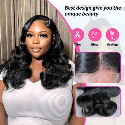220 Density Body Wave Short Bob 13x4 13x6 Transparent Lace Front Human Hair Wigs 5x5 HD Pre Plucked Lace Frontal Wig For Women
