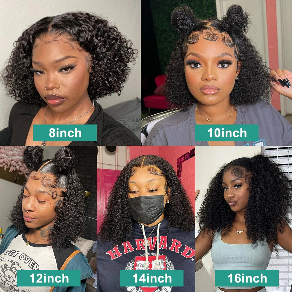 Curly Short Bob 220% HD 13X6 Lace Frontal Human Hair Wigs Deep Wave 13X4 Lace Front Wig 5X5 Closure Brazilian Remy Hair Wig