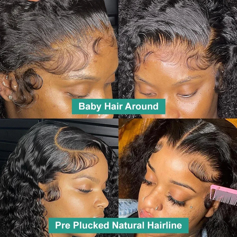 Curly Short Bob 220% HD 13X6 Lace Frontal Human Hair Wigs Deep Wave 13X4 Lace Front Wig 5X5 Closure Brazilian Remy Hair Wig