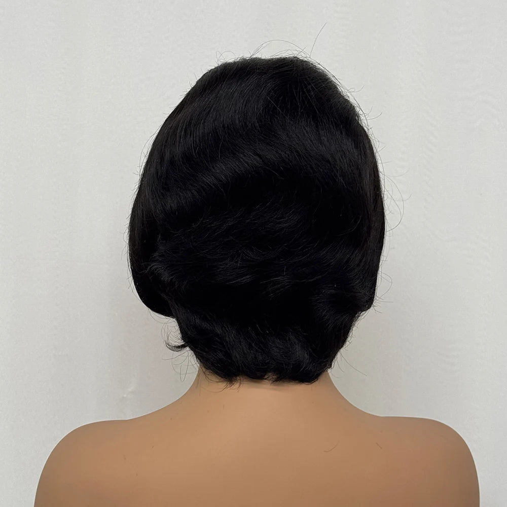 Wholesale 1/2/5 pcs 13x4 Lace Frontal Short Pixie Cut Straight Wavy Human Hair Wigs 180% Density Lace Front Wig for Black Women