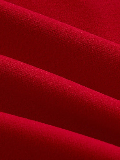 Red Bow Halter Dress Female New Autumn Spice Girl Pleated Fashion Waist Show Thin Short Skirt Trend