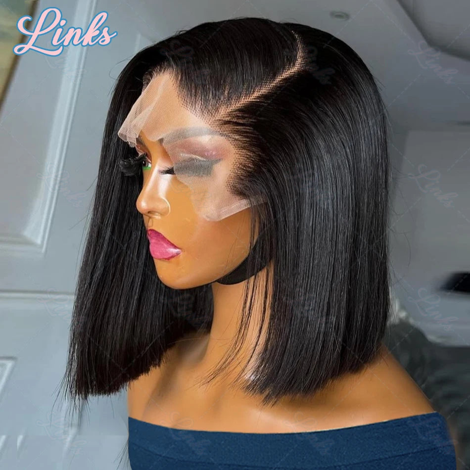 Links Bone Straight Short Bob Wig 250 Density 13x4 13x6 Lace Front Human Hair Wigs Pre Plucked 5X5 Closure Remy Hair Wig