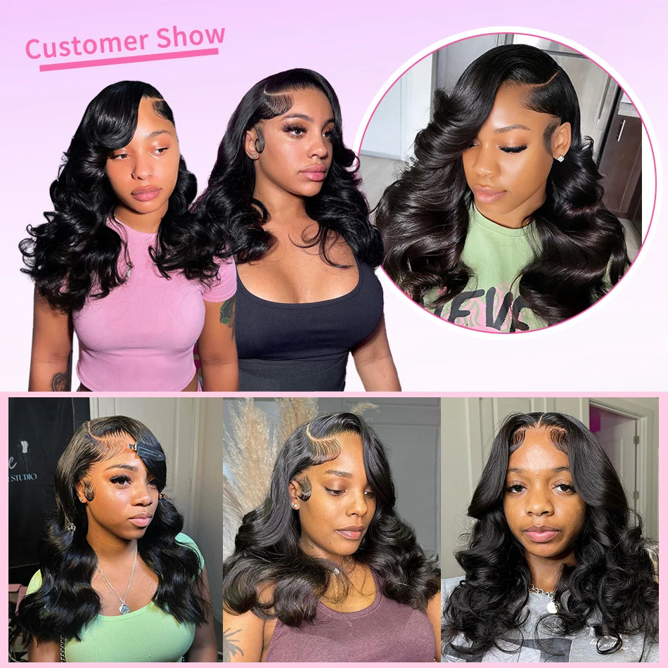 220 Density Body Wave Short Bob 13x4 13x6 Transparent Lace Front Human Hair Wigs 5x5 HD Pre Plucked Lace Frontal Wig For Women