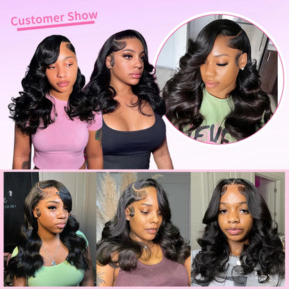 220 Density Body Wave Short Bob 13x4 13x6 Transparent Lace Front Human Hair Wigs 5x5 HD Pre Plucked Lace Frontal Wig For Women