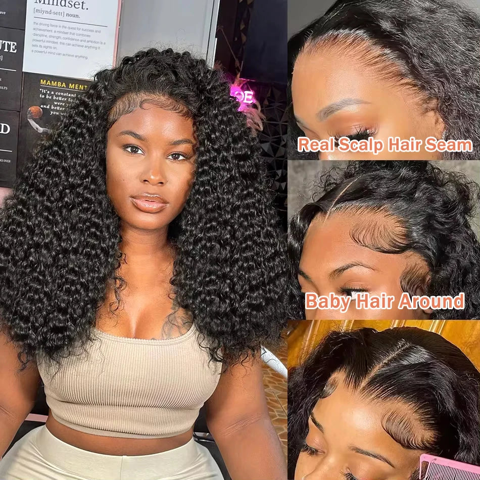 Curly Short Bob 220% HD 13X6 Lace Frontal Human Hair Wigs Deep Wave 13X4 Lace Front Wig 5X5 Closure Brazilian Remy Hair Wig