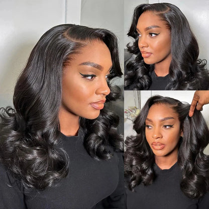 220 Density Body Wave Short Bob 13x4 13x6 Transparent Lace Front Human Hair Wigs 5x5 HD Pre Plucked Lace Frontal Wig For Women