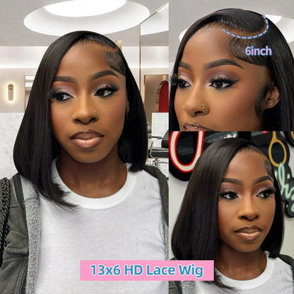 Links Bone Straight Short Bob Wig 250 Density 13x4 13x6 Lace Front Human Hair Wigs Pre Plucked 5X5 Closure Remy Hair Wig