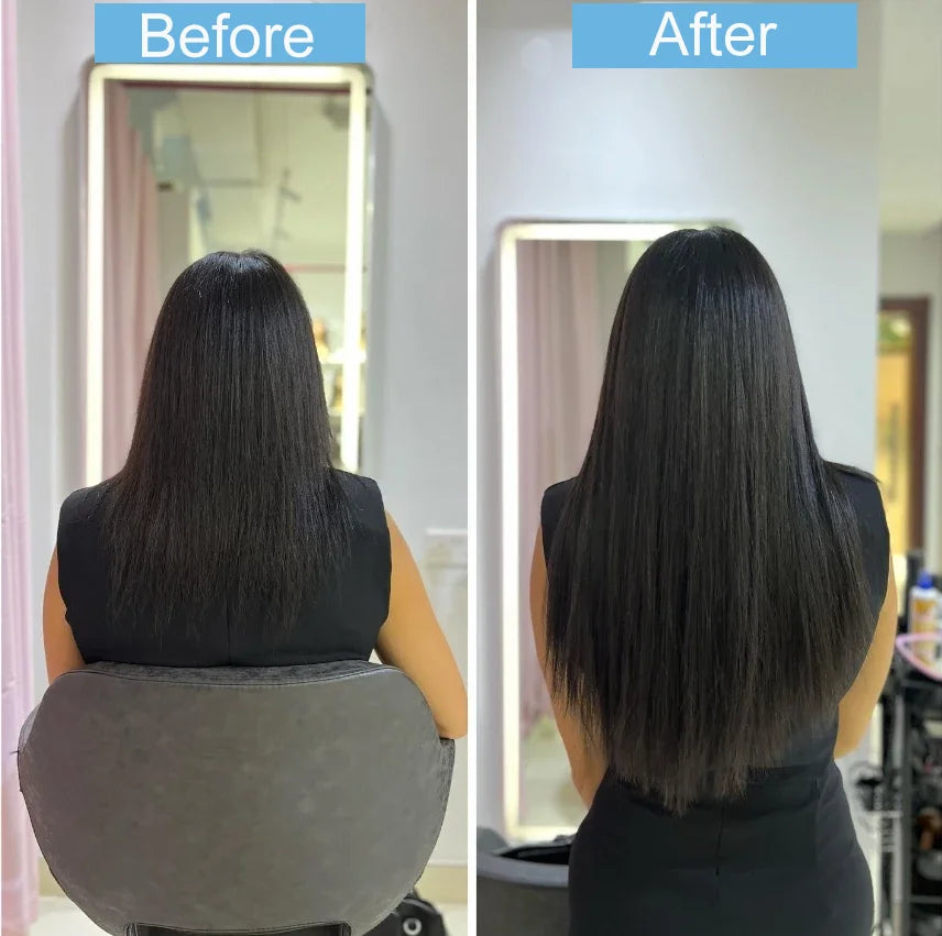 Kinky Straight Clip in Hair Extensions Seamless Clip ins Hair Extensions 16 Inch Real 100% Human Hair Straight Natural Color 1B