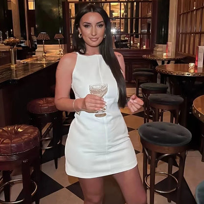 HXAO Fashion Summer Dresses 2024 Womens Dresses Bodycon Sleeveless Mini Dress White Red Blue Black Yellow Dress Vacation Dresses