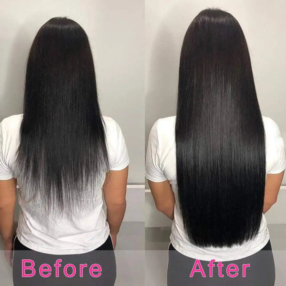 Clip In Hair Extension Human Hair Straight Brazilian Human Hair Clip In Extensions Full Head Seamless Natural Black 1B For Women
