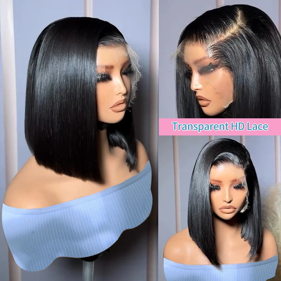 Links Bone Straight Short Bob Wig 250 Density 13x4 13x6 Lace Front Human Hair Wigs Pre Plucked 5X5 Closure Remy Hair Wig