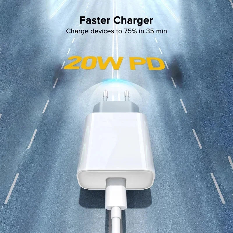 20W Fast Charger For iPhone 13 mini 12 11 pro  14 Pro Max Plus X XR XS USB Type C Fast Charging Charger Cable Accessories
