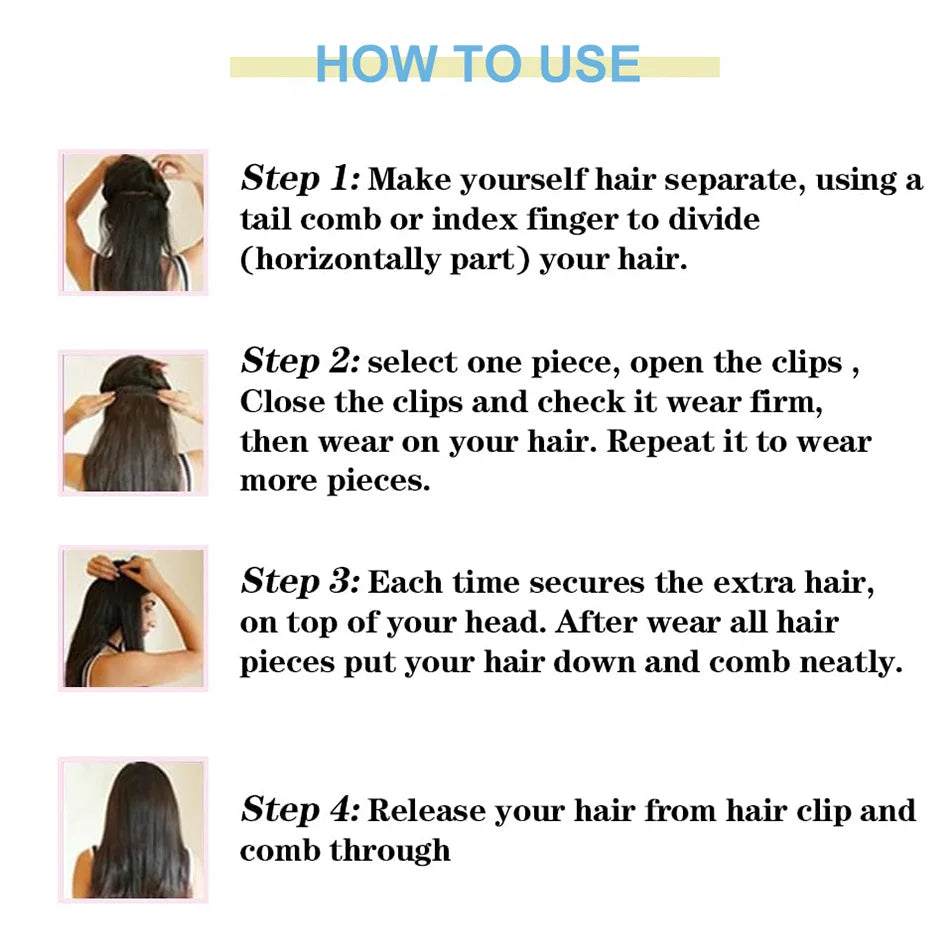 Kinky Straight Clip in Hair Extensions 120g 18Inch Kinky Clip Ins Brazilian Remy Hair Extensions Natural Black #1B For Woman