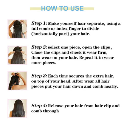 Kinky Straight Clip in Hair Extensions 120g 18Inch Kinky Clip Ins Brazilian Remy Hair Extensions Natural Black #1B For Woman