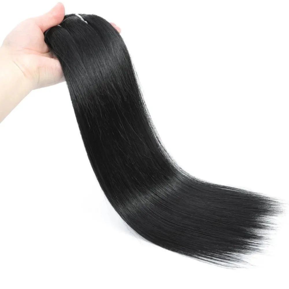 Clip In Hair Extension Human Hair Straight Brazilian Human Hair Clip In Extensions Full Head Seamless Natural Black 1B For Women