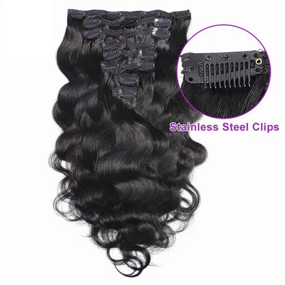 Body Wave Clip in Hair Extensions Human Hair 125G Weft Long Wavy Clip ins Remy Hair Extensions for Women and Girls 20 Inch