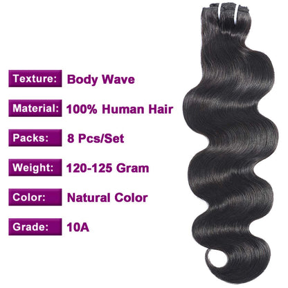 Body Wave Clip in Hair Extensions Human Hair 125G Weft Long Wavy Clip ins Remy Hair Extensions for Women and Girls 20 Inch