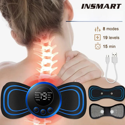 Neck Massager Mini Electric Neck Massage EMS Cervical Back Vertebra Massage Patch 8 Modes Relieve Relax Muscle Fatigue Tools